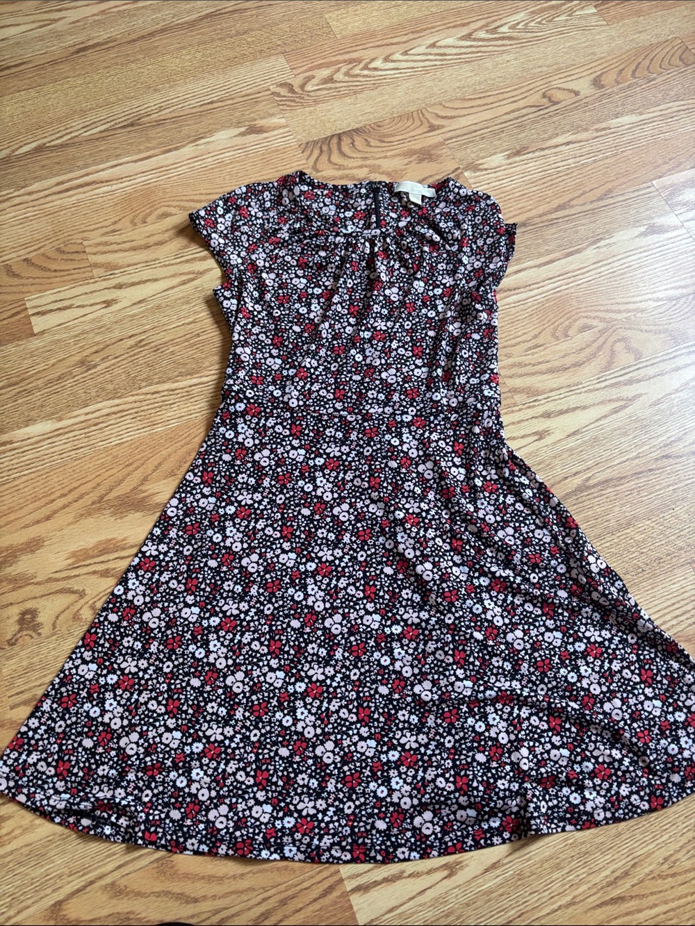 MICHAEL Michael Kors Black Dress with Red & White Floral Print
